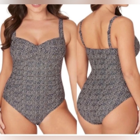 BOND-EYE AUSTRALIA ONE PIECE BATHING SUIT BLUE/WHITE SIZE 16 - Picture 1 of 10